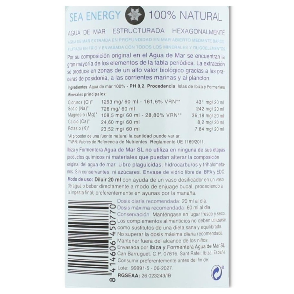 Agua de Mar 750 ml Ibiza y Formentera