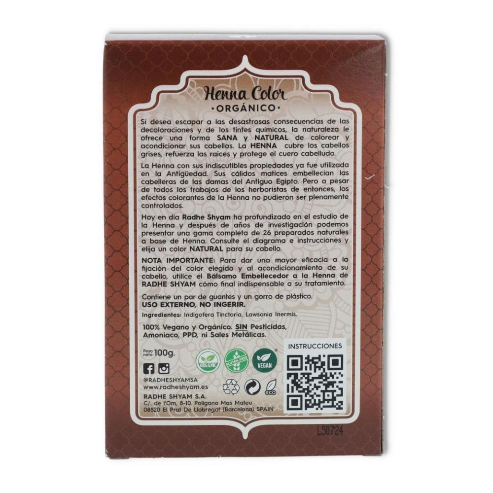 Henna castaño oscuro Polvo100 gr RADHE SHYAM