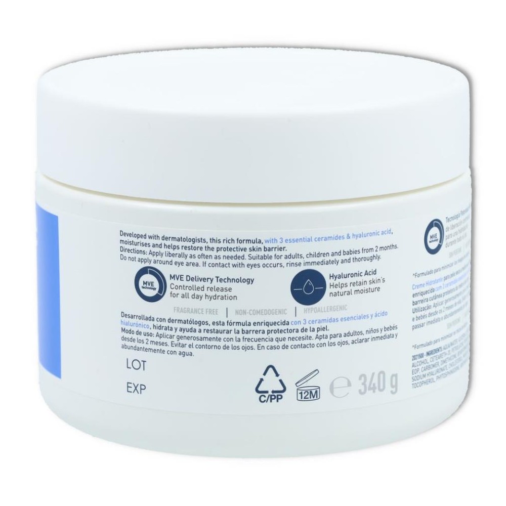 Crema Hidrantante para piel seca 340g Cerave