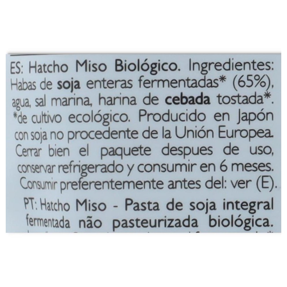 HATCHO MISO SIN PASTEURIZAR 300 gr CLEARSPRING