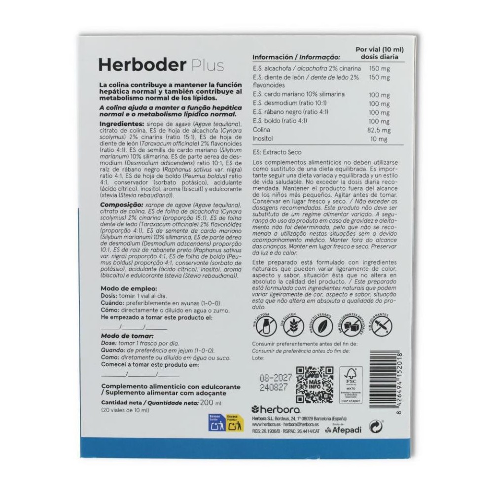 Herboder plus  hepatica 20 viales Herbora