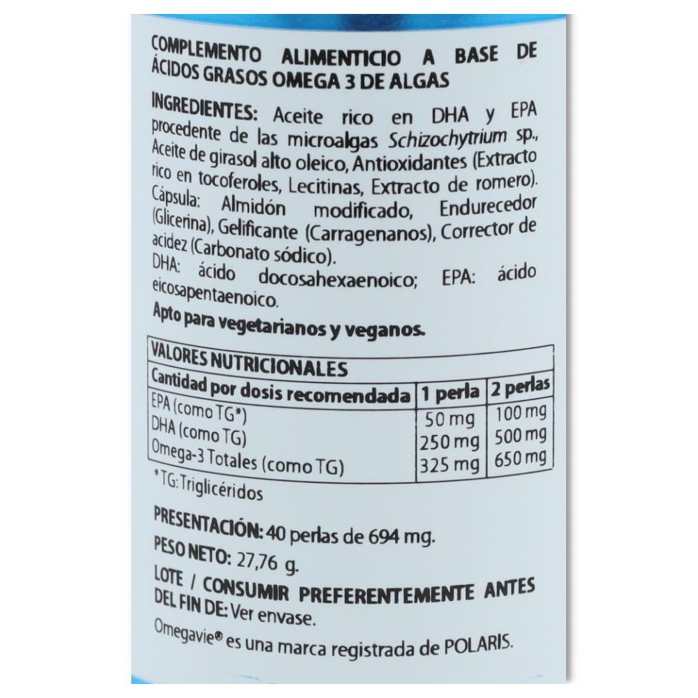 Equisalud Omega 3 Algas Epa 50 Dha 250 40 cap 