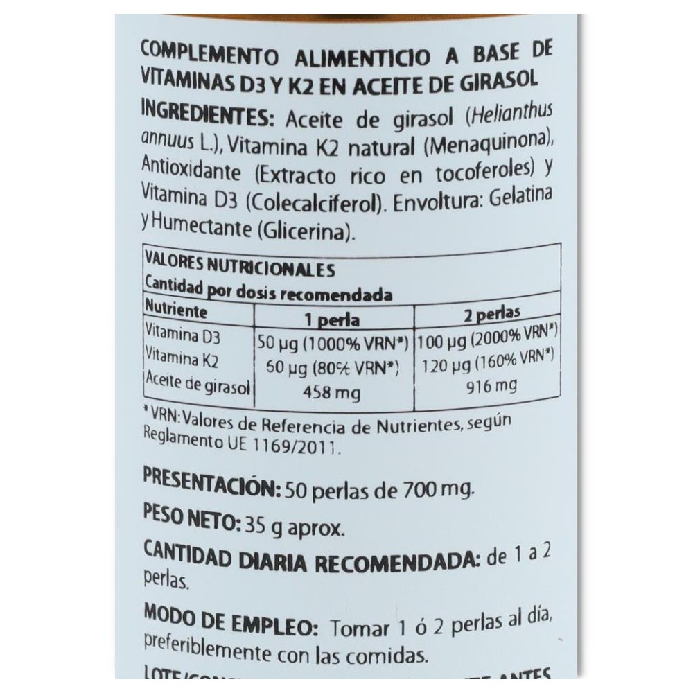 Holovit Vitamina D3  K2 2000 UI 50 perlas Equisal