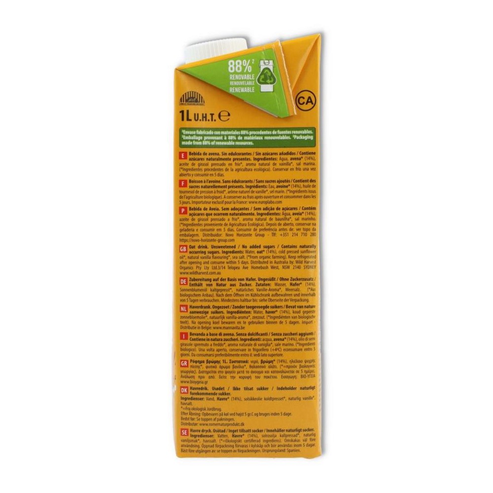 LECHE AVENA   CALCIO 1 LITRO  NATURGREEN