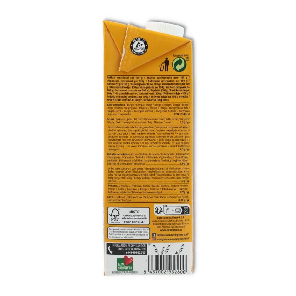 LECHE AVENA   CALCIO 1 LITRO  NATURGREEN