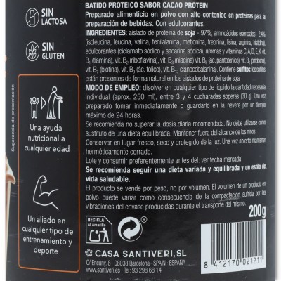 Protein 90 Instan Cacao 200 gramos Santiveri