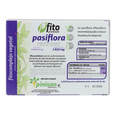 Fito Premium Pasiflora 30 cápsulas Pinisan