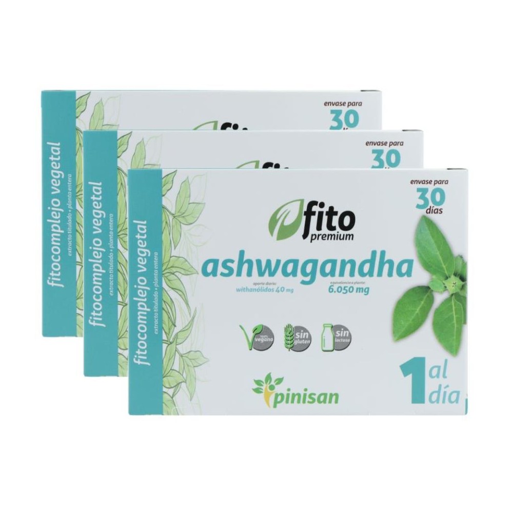 Pinisan Pack 3 Cajas Ashwagandha 30 cap 1 uni