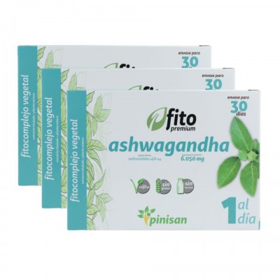 Pinisan Pack 3 Cajas Ashwagandha 30 cap 1 uni