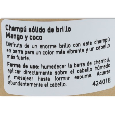 Organic shop Champú Sólido Brillo Coco y Mango 60 gramos